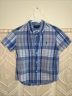 Polo by Ralph Lauren Blue Plaid Short-Sleeve Button-Down